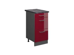 Vicco Küchenunterschrank R-Line Bordeaux Hochglanz/Anthrazit 40 cm mit Schubladen AP Anthrazit