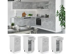 Vicco Küchenunterschrank R-Line Schubladenschrank für die Küche Beton/Weiß 40 cm AP Anthrazit