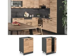 Vicco Küchenunterschrank R-Line Goldkraft Eiche/Anthrazit 60 cm ohne Arbeitsplatte