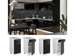 Vicco Küchenunterschrank R-Line Schwarz Hochglanz/Weiß 40 cm AP Anthrazit