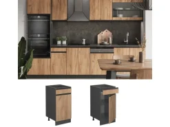 Vicco Küchenunterschrank R-Line Goldkraft Eiche/Anthrazit 40 cm AP Eiche mit Anthrazit Korpus