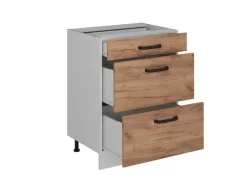 Vicco Küchenunterschrank R-Line Goldkraft Eiche 60 cm ohne Arbeitsplatte mit Weiß Korpus
