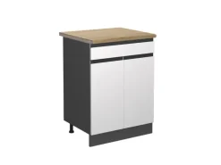 Vicco Küchenunterschrank R-Line Schubladenschrank für die Küche Weiß/Anthrazit 60 cm AP Eiche