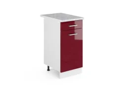 Vicco Küchenunterschrank R-Line Bordeaux Hochglanz/Weiß 40 cm AP Marmor