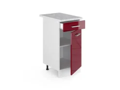 Vicco Küchenunterschrank R-Line Bordeaux Hochglanz/Weiß 40 cm AP Marmor