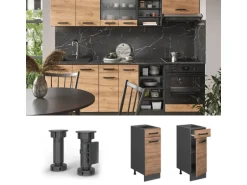 Vicco Küchenunterschrank R-Line Goldkraft Eiche/Anthrazit 30 cm AP Anthrazit mit Anthrazit Korpus