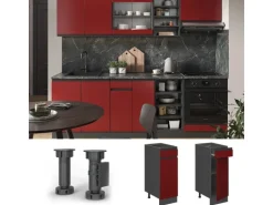 Vicco Küchenunterschrank R-Line Schubladenschrank für die Küche Rot/Anthrazit 30 cm AP Eiche