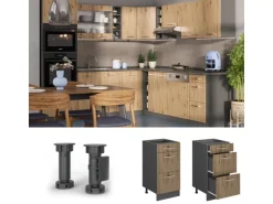 Vicco Küchenunterschrank R-Line Artisan-Eiche/Anthrazit 40 cm mit Schubladen ohne Arbeitsplatte