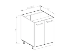 Vicco Küchenunterschrank R-Line Bordeaux Hochglanz/Goldkraft Eiche 60 cm AP Eiche