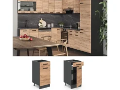 Vicco Küchenunterschrank R-Line Goldkraft Eiche/Anthrazit 40 cm AP Eiche mit Anthrazit Korpus