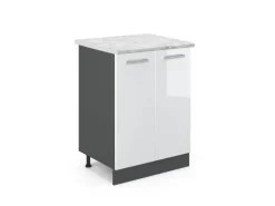 Vicco Küchenunterschrank R-Line Küchenkommode Weiß Hochglanz/Anthrazit AP Marmor