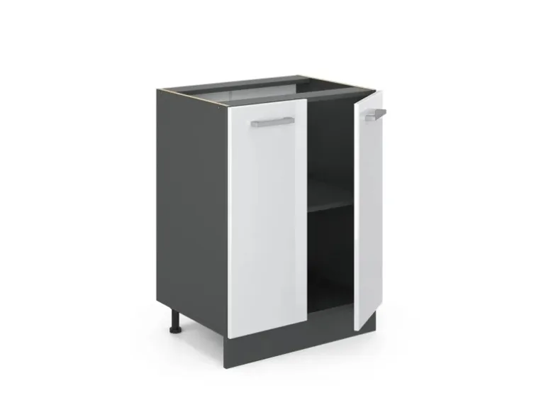 Vicco Küchenunterschrank R-Line Küchenkommode Weiß Hochglanz/Anthrazit AP Marmor