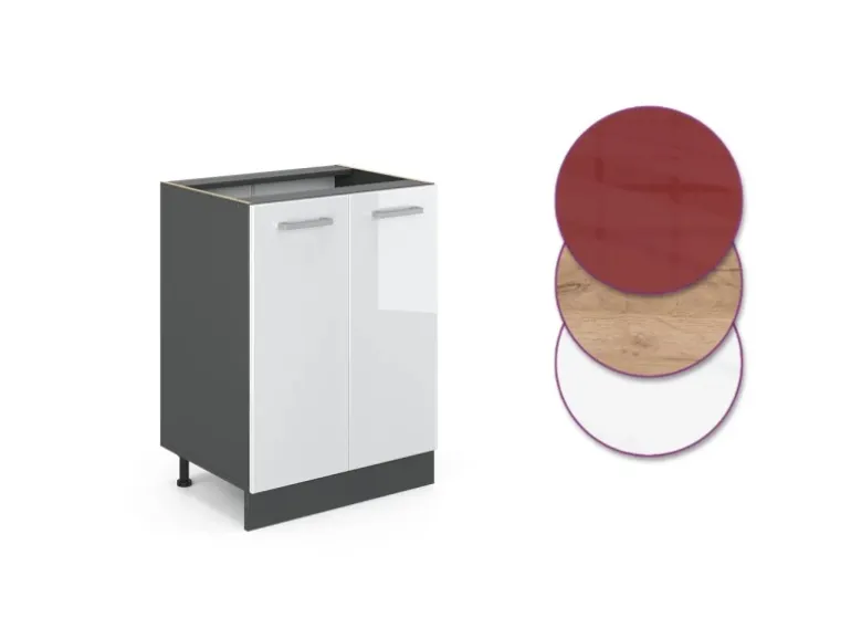 Vicco Küchenunterschrank R-Line Küchenkommode Weiß Hochglanz/Anthrazit AP Marmor