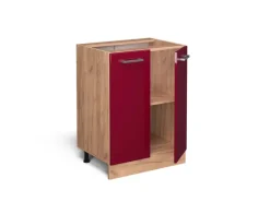 Vicco Küchenunterschrank R-Line Bordeaux Hochglanz/Goldkraft Eiche 60 cm ohne Arbeitsplatte