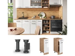 Vicco Küchenunterschrank R-Line Weiß Hochglanz/Goldkraft Eiche 30 cm AP Anthrazit