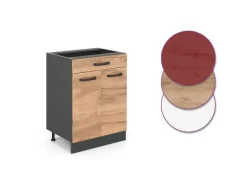 Vicco Küchenunterschrank R-Line Goldkraft Eiche/Anthrazit 60 cm AP Anthrazit mit Anthrazit Korpus