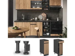 Vicco Küchenunterschrank R-Line Goldkraft Eiche/Anthrazit 30 cm J-Shape ohne Arbeitsplatte