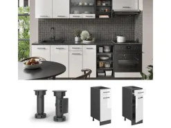 Vicco Küchenunterschrank R-Line Weiß Hochglanz/Anthrazit 30 cm AP Anthrazit