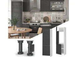 Vicco Kühlumbauschrank Fame-Line Hochschrank für die Küche Anthrazit-Gold/Weiß 60 cm