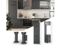 Vicco Kühlumbauschrank Fame-Line Hochschrank für die Küche Anthrazit/Weiß 60 cm