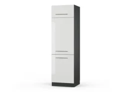 Vicco Kühlumbauschrank Fame-Line Hochschrank für die Küche Weiß Hochglanz/Anthrazit 60 cm