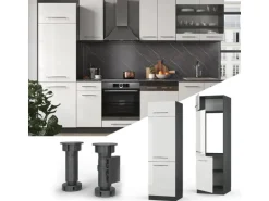 Vicco Kühlumbauschrank Fame-Line Hochschrank für die Küche Weiß Hochglanz/Anthrazit 60 cm