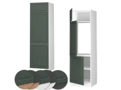 Vicco Kühlumbauschrank Fame-Line Hochschrank für die Küche Grün-Gold Landhaus/Weiß 60 cm