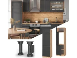 Vicco Kühlumbauschrank Fame-Line Anthrazit-Gold/Goldkraft Eiche 60 cm