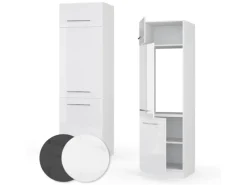 Vicco Kühlumbauschrank Fame-Line Hochschrank für die Küche Weiß Hochglanz/Weiß 60 cm