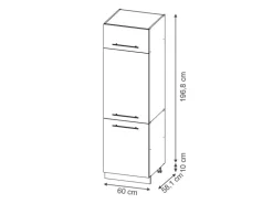 Vicco Kühlumbauschrank Fame-Line Dunkelblau Hochglanz/Goldkraft Eiche 60 cm
