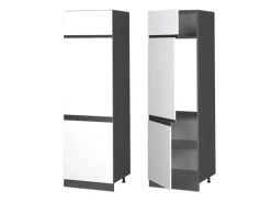 Vicco Kühlumbauschrank R-Line Hochschrank für die Küche Weiß/Anthrazit 60 cm J-Shape