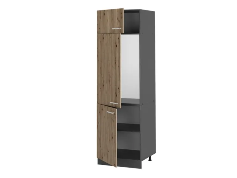 Vicco Kühlumbauschrank R-Line Hochschrank für die Küche Artisan-Eiche/Anthrazit 60 cm