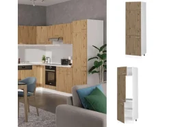 Vicco Kühlumbauschrank R-Line Hochschrank für die Küche Artisan-Eiche/Weiß 60 cm