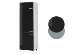 Vicco Kühlumbauschrank R-Line Hochschrank für die Küche Schwarz Hochglanz/Weiß 60 cm