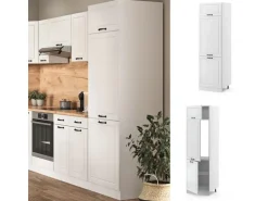 Vicco Kühlumbauschrank R-Line Hochschrank für die Küche Weiß Landhaus/Weiß 60 cm