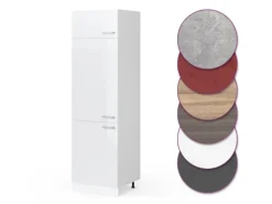 Vicco Kühlumbauschrank R-Line Hochschrank für die Küche Weiß Hochglanz/Weiß 60 cm