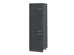 Vicco Kühlumbauschrank R-Line Hochschrank für die Küche Schwarz Beton/Anthrazit 60 cm