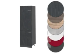 Vicco Kühlumbauschrank R-Line Hochschrank für die Küche Schwarz Beton/Anthrazit 60 cm