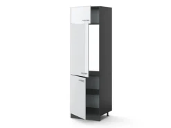 Vicco Kühlumbauschrank R-Line Hochschrank für die Küche Weiß Hochglanz/Anthrazit 60 cm