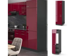 Vicco Kühlumbauschrank R-Line Hochschrank für die Küche Bordeaux Hochglanz/Anthrazit 60 cm