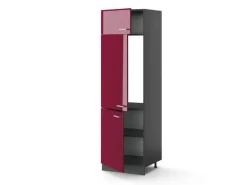 Vicco Kühlumbauschrank R-Line Hochschrank für die Küche Bordeaux Hochglanz/Anthrazit 60 cm