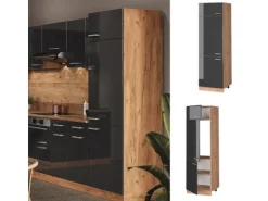 Vicco Kühlumbauschrank R-Line Anthrazit Hochglanz/Goldkraft Eiche 60 cm