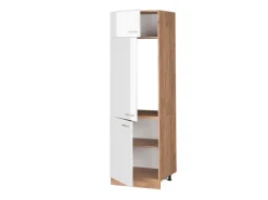 Vicco Kühlumbauschrank R-Line Hochschrank für die Küche Weiß Hochglanz/Goldkraft Eiche 60 cm