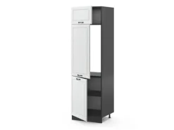 Vicco Kühlumbauschrank R-Line Hochschrank für die Küche Weiß Landhaus/Anthrazit 60 cm