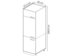 Vicco Kühlumbauschrank R-Line Hochschrank für die Küche Blau-Grau/Anthrazit 60 cm