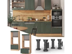 Vicco Mikrowellenschrank Fame-Line Grün-Gold Landhaus/Goldkraft Eiche 60 cm Offen