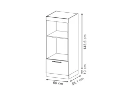 Vicco Mikrowellenschrank Fame-Line Dunkelblau Hochglanz/Goldkraft Eiche 60 cm Offen