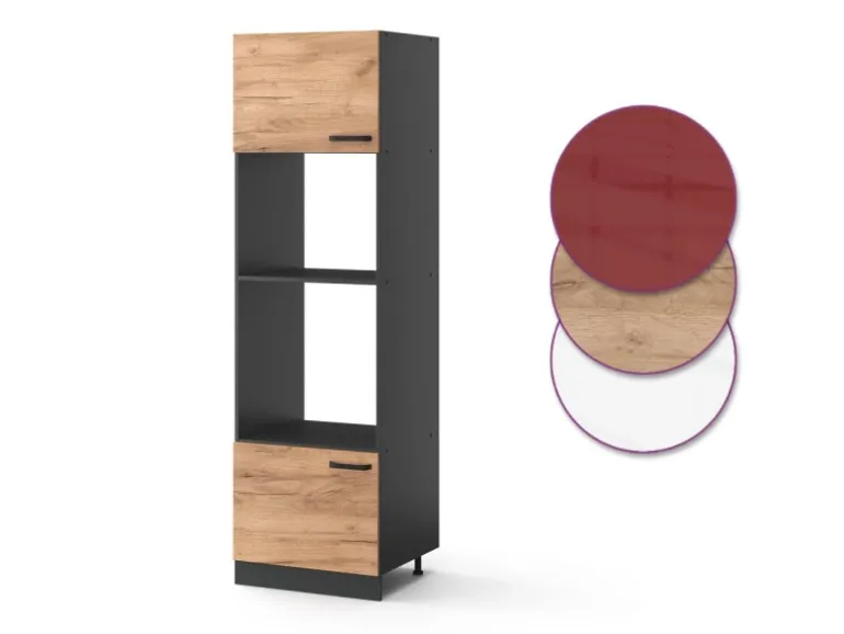 Vicco Mikrowellenschrank R-Line Küchenregal für die Mikrowelle Goldkraft Eiche/Anthrazit 60 cm