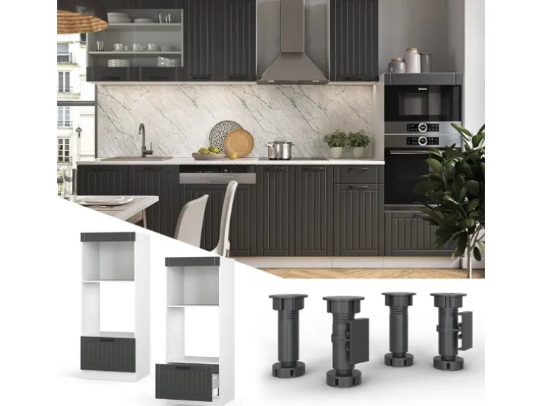 Vicco Mikrowellenschrank Fame-Line Küchenregal für die Mikrowelle Anthrazit/Weiß 60 cm Offen