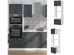 Vicco Mikrowellenschrank R-Line Küchenregal für die Mikrowelle Schwarz Beton/Weiß